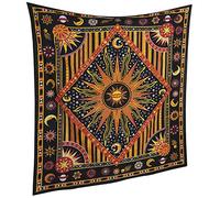 RAJRANG Coton Soleil Lune Tenture Murale 213x137 cm Hippie Mandala Ethnique Tapisserie Murale Décor