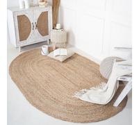 RAJRANG Grand Tapis de la Zone de Jute 8'x 10' Naturel Woven Woven Boho Réversible Ferme tressée Farmhouse Ovale