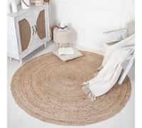RAJRANG Grand Tapis Rond en Jute - D - Tapis Naturel en Jute tressé de 244 cm pour la décoration intérieure, Chambre à Coucher, Tapis réversible pour hôtel