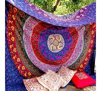 RAJRANG Hippie Tenture murale 213x137cm Boho Mandala Tapisserie Floral Wall Decor Couverture Beach Throw Literie Coton - Multicolore