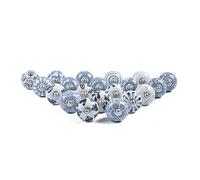 RAJRANG Lot de 20 boutons de placard en céramique gris blanc antique pour armoire et tiroirs