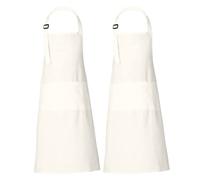 RAJRANG Tablier de Chef en Coton Blanc Cassé Teinture Tablier de Cuisine Homme et Femme Multi-Poches et Ajustable 2 Pièce 35x27 Pouces