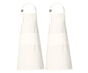 RAJRANG Tablier de Chef en Coton Blanc Cassé Teinture Tablier de Cuisine Homme et Femme Multi-Poches et Ajustable 2 Pièce 35x27 Pouces