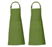 RAJRANG Tablier de Chef en Coton Cactus Vert Teinture Tablier de Cuisine Homme et Femme Multi-Poches et Ajustable 2 Pièces 35x27 Pouces