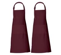 RAJRANG Tablier de Chef en Coton Teinture Marron Tawny Port Tablier de Cuisine Homme et Femme Multi-Poches et Ajustable 2 Pièces 35x27 Pouces