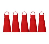 RAJRANG Tablier de Chef en Coton Teinture Rouge - Tablier de Cuisine Homme et Femme, Multi-Poches et Ajustable 5 Pièces 35x27 Pouces