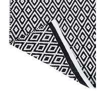 RAJRANG Tapis en Coton Noir Blanc 86x53 cm Tapis tissé réversible géométrique Diamant entrée pour Chambre Cuisine