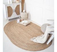 RAJRANG Tapis Ovale en Jute - Tapis de décoration de Sol tissé réversible en Fibre Naturelle tressée à la Main - 181x121 cm