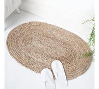 RAJRANG Tapis Tresse Ovale - Tapis De Jute pour Tapis Interieur Et Exterieur De Pose De Pieds en Jute 100% Naturel, Ecologique Et Reversible - 121 cm X 68 cm