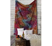 RAJRANG Tapisserie Mandala - Tenture murale tapisserie hippie Bohème, couvre-lit couvre-lit, décoration ethnique - multicolore - 152 x 127 cm.