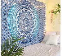 RAJRANG Tenture Mandala Hippie Bleu Ombre Tenture Murale Chambre Mandala Tapisserie Cotton Indienne Wall Hanging Tapestry