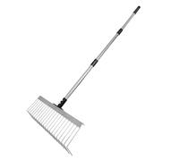 Rake de jardin - Rake de patio avec poignée réglable | Outil de jardinage haute résistance Aménagement paysager, nettoyage de pelouse et d'arrière-cour, désherbage, parterres de fleurs, cueillette des