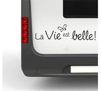 Rakelfix Autocollant pour camping-car - Belle inscription « La Vie est Belle Typ2 » - Environ 40 cm - Avec papillon