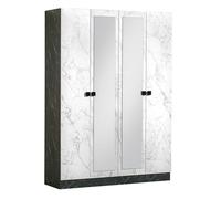 RAKHAM - Armoire 4 Portes avec Miroir Central