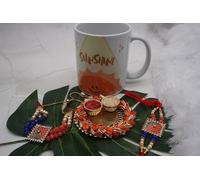 Rakhi en céramique avec tasse à café combo cadeau pour Rakshabandhan, cadeau Rakhi pour frère avec tasse à café imprimée en céramique pour frère et sœur
