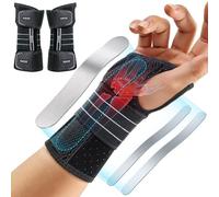 Rakiie 2 Attelles de Poignet pour Canal Carpien, Support de Nuit Réglable avec 3 Attelles Métalliques, sans Pression sur le Pouce, Unisexe pour Main Droite/Gauche, Gris Taille L