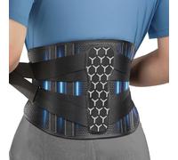 Rakiie Ceinture de soutien dorsal avec entretoises de soutien, sangles de traction réglables et tissu en maille douce et respirante, bandage dorsal pour les maux de dos chez les hommes et les femmes