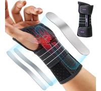 Rakiie Repose-poignet réglable de nuit avec 3 attelles en métal, attelle de main pour hommes et femmes, pas de pression sur le pouce, stabilisateur d'attelle, violet, main gauche, L