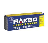 RAKSO Laine d'acier 000, 200g, 1 Banderole, Paille de fer, Finition de Vernis, Polissage de Cuivre, Laiton, Huile et Cire sur Bois