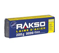RAKSO Laine d'acier extrafine 0000, 200g, 1 Banderole, Paille de Fer pour Polissage de Bois Ciré, Cuivre, Laiton, Matification des Surfaces, Nettoyage de Verre, Laine de Verre