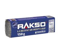 RAKSO Laine d'acier grossière - 150g, 1 banderole, inoxydable, lisse les bois tanniques sans coloration bleue du grain, Paille de Fer pour Nettoyage Intense et Dérouillage