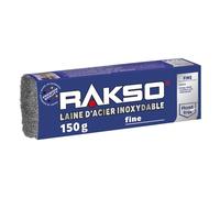 RAKSO Laine d'acier inoxydable fine - 150g, 1 banderole, inoxydable, lisse les bois tanniques sans coloration bleue du grain, Paille de Fer pour Nettoyage Délicat et Entretien