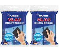RAKSO Nettoyant intensif pour vitres - 1 nettoyant vitres en laine d'acier inoxydable, sans rayures, pour vitres & carrelages murs/sols, Nettoyage Puissant Surfaces en Verre (Lot de 2)