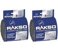 RAKSO Tampons abrasifs extra fins, 2 tampons inoxydables, laine d'acier inoxydable, traitement de surface en milieu humide, nettoie, ponce, polit, Laine d'Acier pour Nettoyage Délicat et Polissage