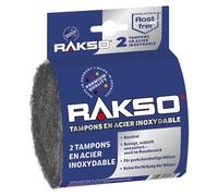 RAKSO Tampons abrasifs extra fins, 2 tampons inoxydables, laine d'acier inoxydable, traitement de surface en milieu humide, nettoie, ponce, polit, Laine d'Acier pour Nettoyage Délicat et Polissage