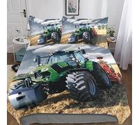 RAKTOV Couvre Lit 2 Personnes Tracteur Lit Literie Taies Parure Housse Couette Moissonneuse-batteuse Motif Imprimé 3D,hypoallergénique King（220x240cm）