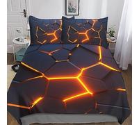 RAKTOV Effet 3D Housse De Couette Noir 3D Motif Imprimé Parure Lit 1 Personne en Microfibre avec Taies d'oreiller King（220x240cm）