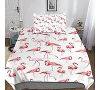 RAKTOV Flamant Mode Unique Sets Housse De Couettes Imprimée 3D 3 Pièces AnimalHousse De Couette Microfibre Parure De Lit Fille Single（135x200cm）