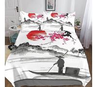 RAKTOV Fleur de Cerisier Japonais Housses De Couettes Parure De Lit 3 Pièces en Microfibre avec Impression 3D Housse De Couette Setit Fermeture Éclair Et Taie d'oreiller King（220x240cm）
