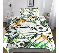 RAKTOV Football Housses De Couettes 3D Motif Imprimé Thème Sportif Graffiti Parure De Lit 1 Personne Housse De Couette Stitch 1 Personne Single（135x200cm）