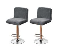RAKTOV Lot de 2 housses de tabouret de bar amovibles - Housse de protection extensible pour chaise de salle à manger, chaise de bar, chaise arrière, gris