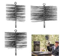 Rakuker Brosses de Ramonage Cheminée, 3Pcs Kit Ramonage Poele Pellet, Hérisson Ramonage Acier Inoxydable, Métallique Brosse de Ramonage Cheminée pour Nettoyage de Cheminée (150 mm, 170 mm, 200 mm)