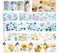 RAKUTE Washi Tape Kit,Lot de 4 rubans adhésifs en PET et Washi,Ruban adhesif decoratif pour Scrapbooking Artisanat de Bricolage,Pour les journaux,scrapbooking, mugs,agendas, art et artisanat
