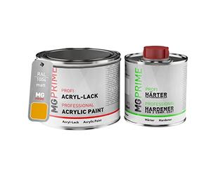 RAL 1004 Jaune or/Golden yellow Peinture acrylique mate Pot de 0,75 litre / 750 ml, y compris le durcisseur