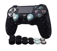 RALAN Coque de protection antidérapante en silicone pour manette de PS4 Slim/PS4 Pro sans fil/filaire avec 4 capuchons de préhension en forme de patte de chat et 8 poignées noires pour pouce Pro.