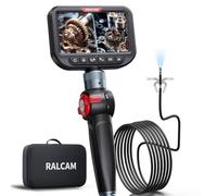 Ralcam Caméra Endoscopique avec Lumière, Double Caméra 8,5 mm et Écran HD 5", Tête Articulée 180°, Câble Semi-Rigide 3 m, IP67 - pour Contrôle de Voitures, Tuyaux et Climatisation