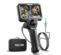 Ralcam Caméra Endoscopique avec Lumière, Endoscope 360°, Écran 5" HD, 1280×720, IP67, Caméra Inspection Canalisation Voiture (6,5 mm Double / 1,5 m Semi-Rigide,)