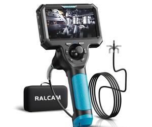 Ralcam Caméra Endoscopique avec Lumière, Endoscope 360°, Écran 5" HD, 1280×720, IP67, Caméra Inspection Canalisation Voiture (6,2 mm Sonde/Câble Semi-Rigide 1 m)