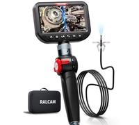 Ralcam Caméra Endoscopique avec Lumière, Endoscope Double Objectif 6,5 mm à Tête Orientable 180°, Écran IPS HD 5", Caméra d’Inspection Étanche IP67 avec Câble Semi-Rigide 1,5 m