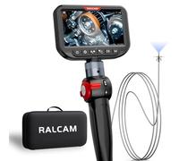 Ralcam Caméra Endoscopique avec Lumière, Tête Rotative à 210°, Sonde 3.0 mm, Écran HD 5", IP67 Étanche, Câble Serpentin en Acier INOX 1,5 m, Caméra d’Inspection pour Voiture, Tuyaux & Maison