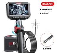 Ralcam Endoscope articulé 2 voies 180 ° Caméra d'inspection endoscopique 3.9mm, caméra à tuyau d'écran 5.0 pouces, 10 lumières LED, câble Semi-rigide H404B-MAX 5 inch