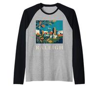 Raleigh Caroline du Nord Rétro Vintage Skyline Capitol Park Manche Raglan