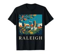 Raleigh Caroline du Nord Rétro Vintage Skyline Capitol Park T-Shirt