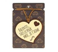 RALENTIS, Fais Le pour Moi... Pendentif pour rétroviseur en Bois 2 épaisseurs avec cordelette en Cuir. Cadeau Original Qui Vient du cœur pour Vos Proches. (19).
