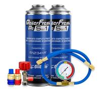 Ralerfresh RC 5 en 1 - Recharge Climatisation Voiture R1234yf, Gaz Réfrigérant, Colmatant de Fuites, Lubrifiant, Anti-humidité, Entretien Avancé (2 bouteilles + manomètre Tuyau + raccords)