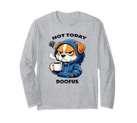 Râleur matinal, Chien de Mauvaise Humeur avec du café Manche Longue